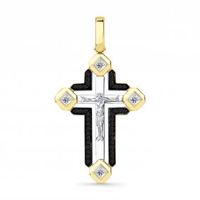 Подвеска из комбинированного золота Мастер Бриллиант 20M8-580457-00-55 с бриллиантом и чёрным бриллиантом 20M8-580457-00-55 фото