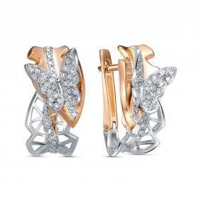 Золотые серьги Бриллианты Костромы 20БК02-6067 с бриллиантом 20БК02-6067 фото