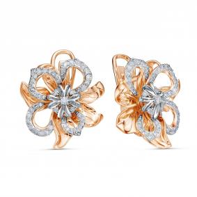 Золотые серьги Бриллианты Костромы 20БК02-6073-3Д с бриллиантом 20БК02-6073-3Д фото