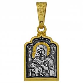 Подвеска-иконка из лимонного серебра Святая блаженная Федоровская Высоковы 585 21-000917-111000 21-000917-111000 фото