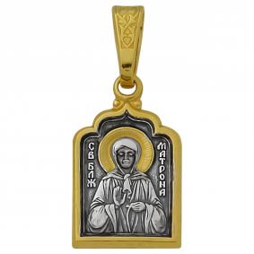 Подвеска-иконка из лимонного серебра Святая блаженная Матрона Высоковы 585 21-000920-111000 21-000920-111000 фото