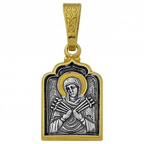 Подвеска-иконка из лимонного серебра Святая блаженная Семистрельная Высоковы 585 21-000921-111000 21-000921-111000 фото