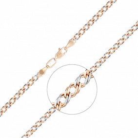 Цепь плетение Двойной Ромб из комбинированного золота Platina 21-0303-060-1111-17 21-0303-060-1111-17 фото