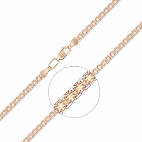 Цепь плетение Бисмарк из комбинированного золота Platina 21-2003-060-1111-17 21-2003-060-1111-17 фото