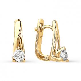 Золотые серьги АЛЬКОР 21045-100 с бриллиантом 21045-100 фото