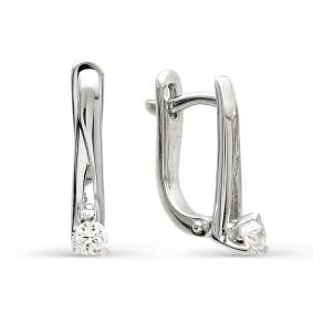 Серьги из белого золота АЛЬКОР 21046-200 с бриллиантом 21046-200 фото