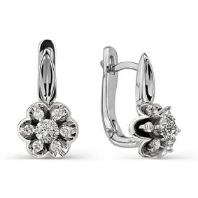 Серьги из белого золота АЛЬКОР 21050-200 с бриллиантом 21050-200 фото