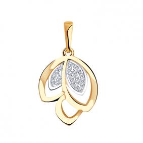 Золотая подвеска AQUAMARINE 21081А с фианитом 21081А фото