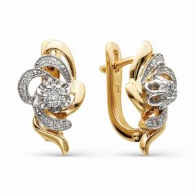 Золотые серьги АЛЬКОР 21118-100 с бриллиантом 21118-100 фото