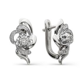 Серьги из белого золота АЛЬКОР 21118-200 с бриллиантом 21118-200 фото