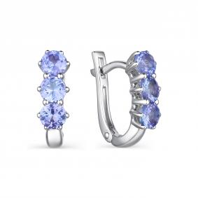 Серьги из белого золота АЛЬКОР 21130-204 с танзанитом 21130-204 фото