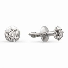 Серьги из белого золота АЛЬКОР 21142-200 с бриллиантом 21142-200 фото