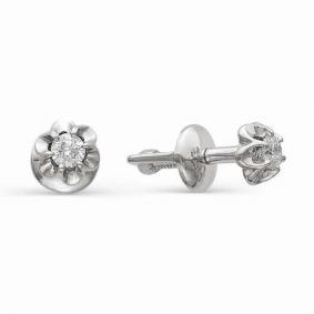 Серьги из белого золота АЛЬКОР 21143-200 с бриллиантом 21143-200 фото