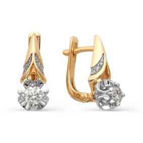 Золотые серьги АЛЬКОР 21159-100 с бриллиантом 21159-100 фото
