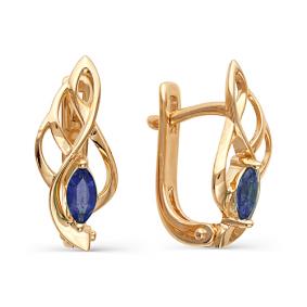 Золотые серьги АЛЬКОР 21245-102 с сапфиром 21245-102 фото