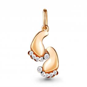 Золотая подвеска Пяточка AQUAMARINE с фианитом 21273А 21273А фото