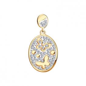 Золотая подвеска AQUAMARINE 21307А с фианитом 21307А фото