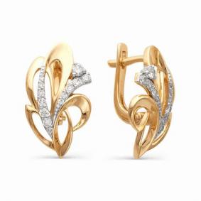 Золотые серьги АЛЬКОР 21309-100 с бриллиантом 21309-100 фото