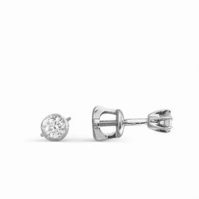 Серьги из белого золота АЛЬКОР 2135-200 с бриллиантом 2135-200 фото