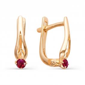 Золотые серьги АЛЬКОР 21353-103 с рубином 21353-103 фото