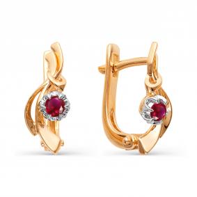 Золотые серьги АЛЬКОР 21414-103 с рубином 21414-103 фото