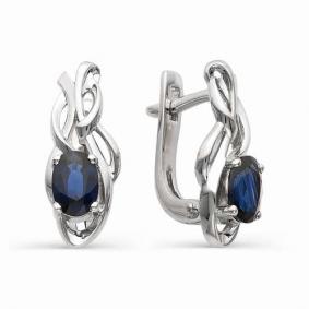 Серьги из белого золота АЛЬКОР 21449-202 с сапфиром 21449-202 фото