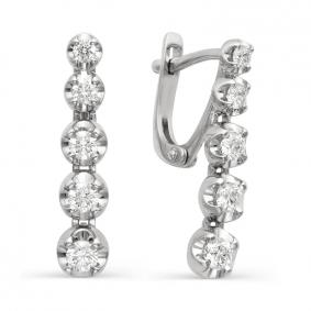 Серьги из белого золота АЛЬКОР 21523-200 с бриллиантом 21523-200 фото