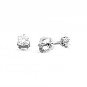 Серьги из белого золота АЛЬКОР 21590-200 с бриллиантом 21590-200 фото
