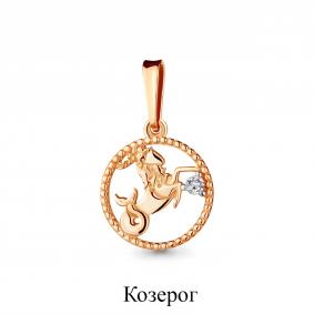 Золотая подвеска Знак зодиака Козерог AQUAMARINE с фианитом 21631 21631 фото