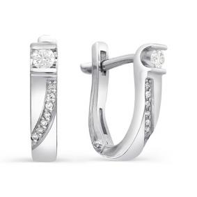 Серьги из белого золота АЛЬКОР 21660-Б00 с бриллиантом 21660-Б00 фото