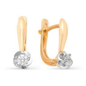 Золотые серьги АЛЬКОР 21690-100 с бриллиантом 21690-100 фото
