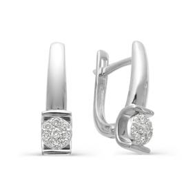 Серьги из белого золота АЛЬКОР 21891-200 с бриллиантом 21891-200 фото