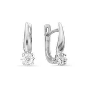Серьги из белого золота АЛЬКОР 21971-200 с бриллиантом 21971-200 фото