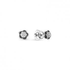 Серьги из белого золота АЛЬКОР 22087-200 с бриллиантом 22087-200 фото