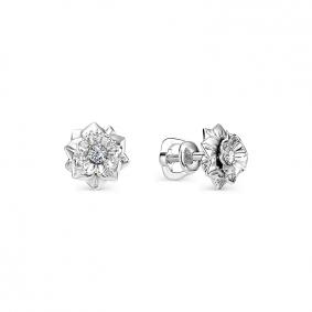 Серьги из белого золота АЛЬКОР 22088-200 с бриллиантом 22088-200 фото