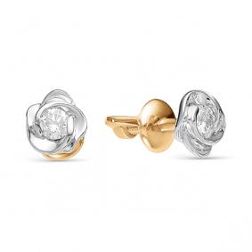 Серьги из белого золота АЛЬКОР 22092-200 с бриллиантом 22092-200 фото