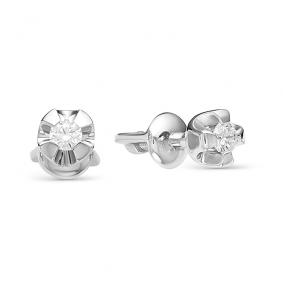 Серьги из белого золота АЛЬКОР 22093-200 с бриллиантом 22093-200 фото