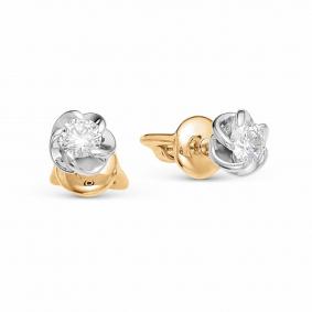 Золотые серьги АЛЬКОР 22094-100 с бриллиантом 22094-100 фото