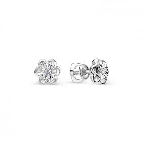 Серьги из белого золота АЛЬКОР 22095-200 с бриллиантом 22095-200 фото