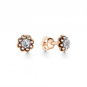 Золотые серьги АЛЬКОР 22182-100 с бриллиантом 22182-100 фото