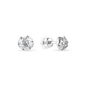 Серьги из белого золота АЛЬКОР 22186-200 с бриллиантом 22186-200 фото