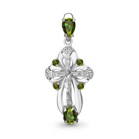 Серебряная подвеска AQUAMARINE 2225107 с хризолитом 2225107 фото