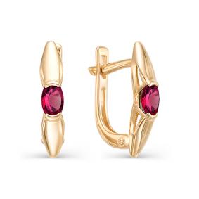 Золотые серьги АЛЬКОР 22334-103 с рубином 22334-103 фото