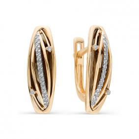 Золотые серьги АЛЬКОР 22337-100 с бриллиантом 22337-100 фото