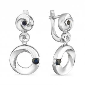 Серьги из белого золота АЛЬКОР 22345-202 с сапфиром 22345-202 фото