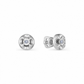 Серьги из белого золота АЛЬКОР 22369-200 с бриллиантом 22369-200 фото