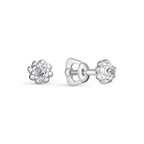 Серьги из белого золота АЛЬКОР 22374-200 с бриллиантом 22374-200 фото