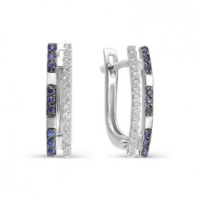 Серьги из белого золота АЛЬКОР 22378-229 с сапфиром 22378-229 фото