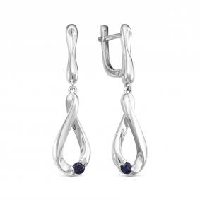 Серьги из белого золота АЛЬКОР 22381-202 с сапфиром 22381-202 фото