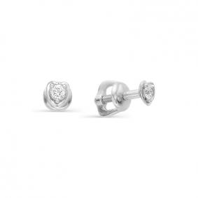 Серьги из белого золота АЛЬКОР 22415-200 с бриллиантом 22415-200 фото